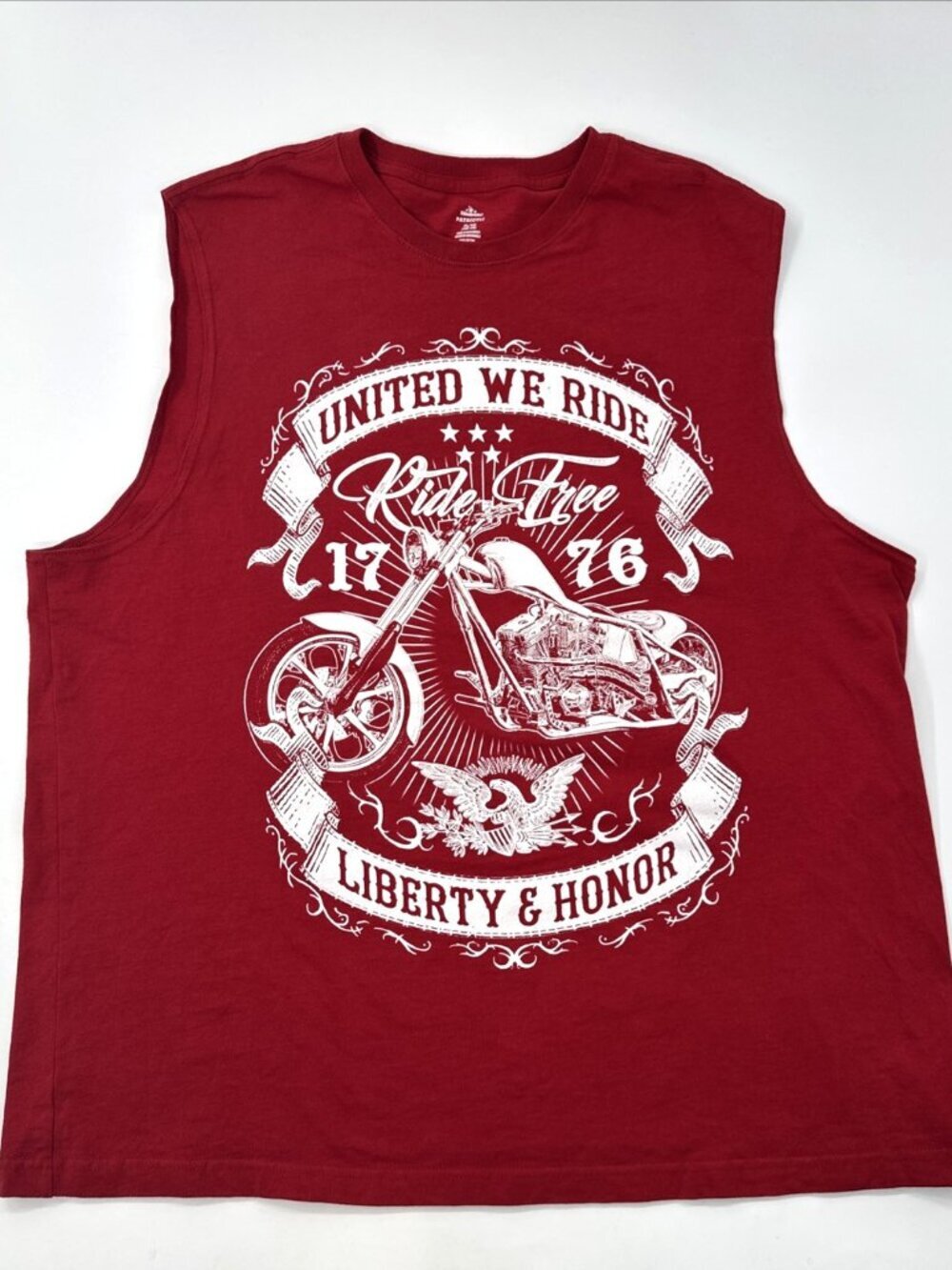 Celebrate Patriotic Tank Top United We Ride Mens XL Red Liberty Motorcycle 1776